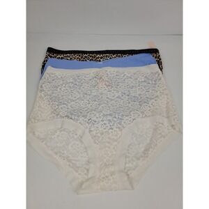 Victorias Secret PINK Panty Bundle Large Lace Leopard Blue 3 Pack NEW